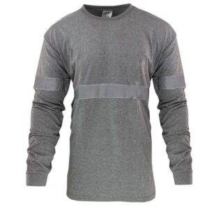 POLO MANGA LARGA PLOMO C/CINTA HORIZONTAL Y EN MANGAS T-L
