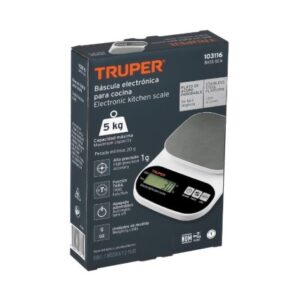 BASCULA DIGITAL PARA COCINA, PLATO DE ACERO INOX 5KG