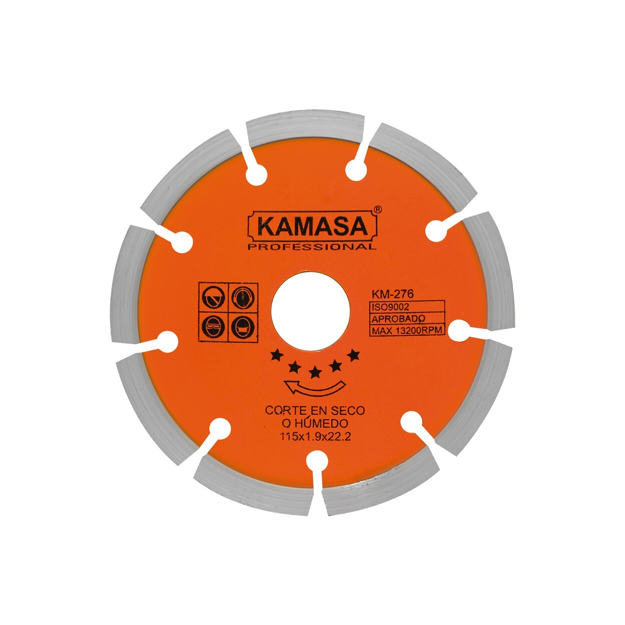 DISCO CONCRETO SEGMENTADO NARANJA 4.5" HUMEDO/ SECO KM-276
