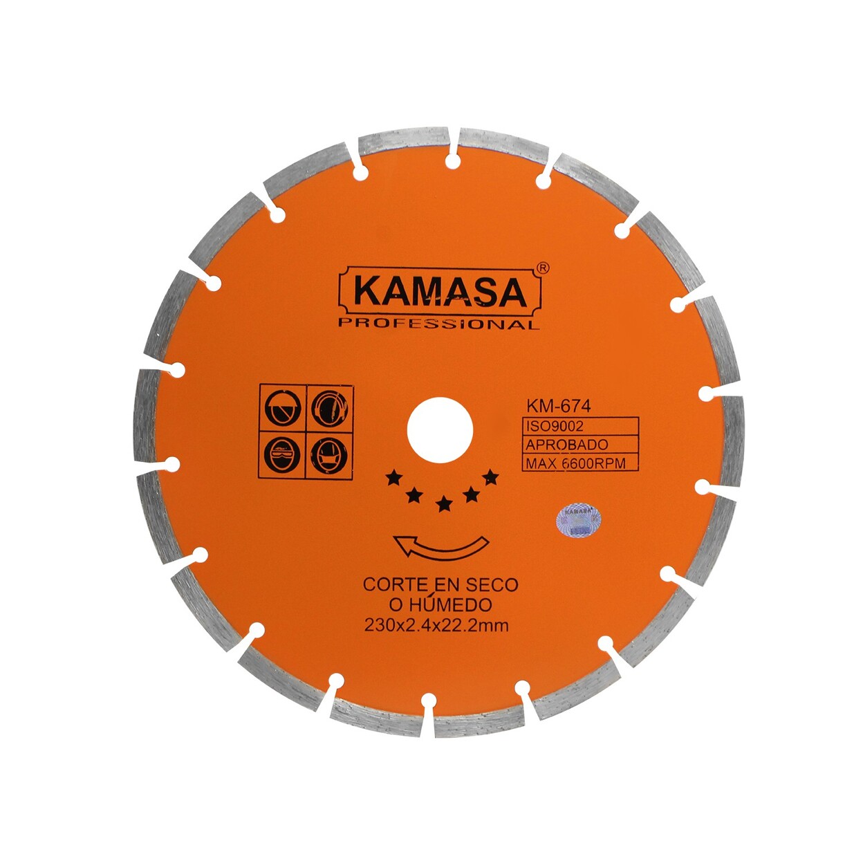 DISCO CONCRETO SEGMENTADO NARANJA 9" HUMEDO/SECO KM-674